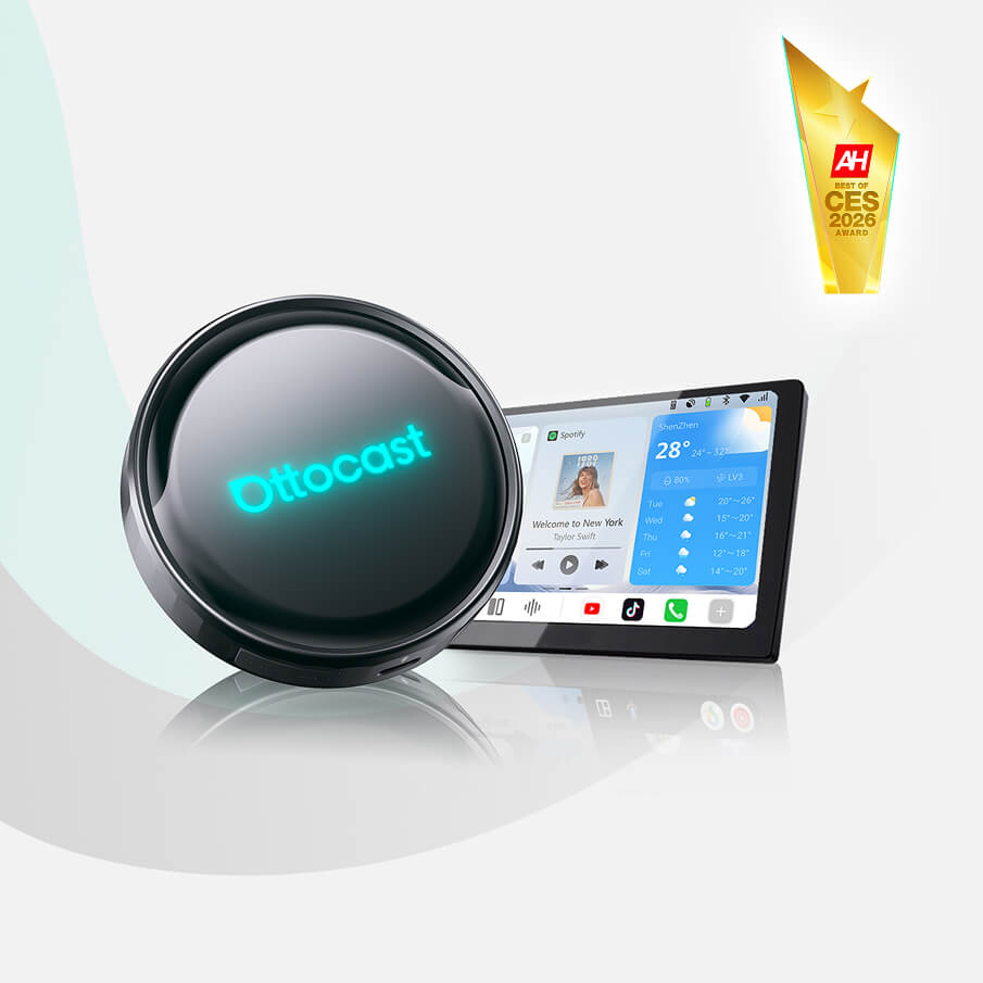 Ottocast OTTOAIBOX P3 Proの本体とナビ画面